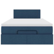 Османска легло с матрак, синьо, 120x190 см, плат