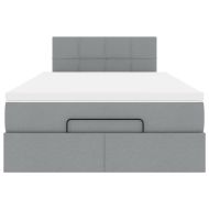 Османска легло с матрак, светлосиво, 120x190 см, плат