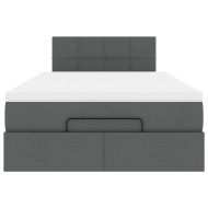 Османска легло с матрак, тъмносиво, 120x190 см, плат