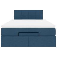 Османска легло с матрак, синьо, 120x190 см, плат