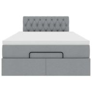 Османска легло с матрак, светлосиво, 120x190 см, плат