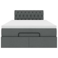 Османска легло с матрак, тъмносиво, 120x190 см, плат