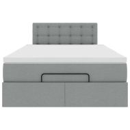 Османска легло с матрак, светлосиво, 120x190 см, плат