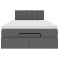 Османска легло с матрак, тъмносиво, 120x190 см, плат