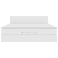 Османска легло с матраци&LED, бяло, 200x200 см, изкуствена кожа