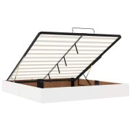 Османска легло с матраци&LED, бяло, 200x200 см, изкуствена кожа