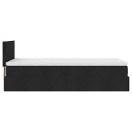 Османска легло с матрак и LED, черно, 80x200 см, плат