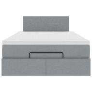 Османска легло с матрак и LED, светлосиво, 120x190 см, плат