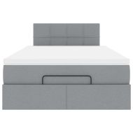 Османска легло с матрак и LED, светлосиво, 120x190 см, плат