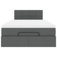 Османска легло с матрак и LED, тъмносиво, 120x190 см, плат