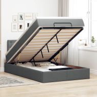 Османска легло с матрак и LED, тъмносиво, 120x190 см, плат