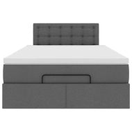 Османска легло с матрак и LED, тъмносиво, 120x190 см, плат