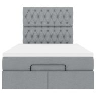 Османска легло с матрак, светлосиво, 120x190 см, плат