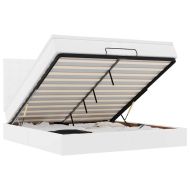 Османска легло с матраци&LED, бяло, 200x200 см, изкуствена кожа