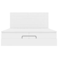 Османска легло с матраци&LED, бяло, 200x200 см, изкуствена кожа