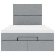 Османска легло с матрак и LED, светлосиво, 120x190 см, плат