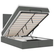 Османска легло с матрак и LED, тъмносиво, 120x190 см, плат