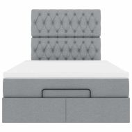 Османска легло с матрак и LED, светлосиво, 120x190 см, плат