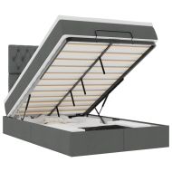 Османска легло с матрак и LED, тъмносиво, 120x190 см, плат