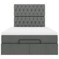 Османска легло с матрак и LED, тъмносиво, 120x190 см, плат