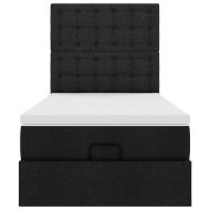 Османска легло с матрак и LED, черно, 80x200 см, плат