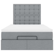 Османска легло с матрак и LED, светлосиво, 120x190 см, плат
