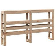 Горна табла с рафтове, 140 см, масивно дърво бор