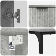 Комплект мебели за баня Циментено сиво Инженерно дърво, Метал