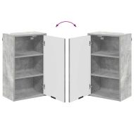 Комплект мебели за баня Циментено сиво Инженерно дърво, Метал