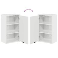 Комплект мебели за баня Лъскаво бяло Инженерно дърво, Метал