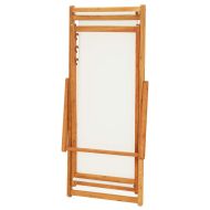 Сгъваем плажен стол, евкалиптово дърво и текстил, кремавобял