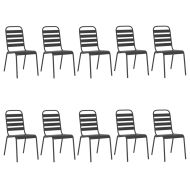 Градински трапезен комплект от 11 части, антрацит, стомана