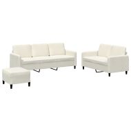 Комплект дивани от 3 части, кремав, кадифе