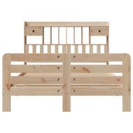 Легло с етажерка за книги, без матрак, 160x200 см, бор масив