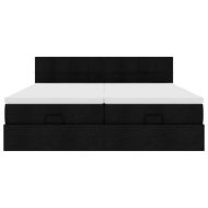 Османска легло с матраци, черно, 160x200 см, плат