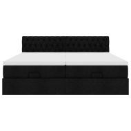 Османска легло с матраци, черно, 160x200 см, плат