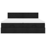 Османска легло с матраци и LED, черно, 160x200 см, плат