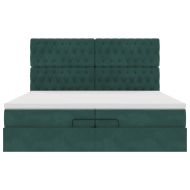 Османска легло с матраци и LED, тъмнозелено, 200x200 см, кадифе