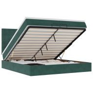 Османска легло с матраци и LED, тъмнозелено, 200x200 см, кадифе