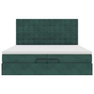 Османска легло с матраци и LED, тъмнозелено, 200x200 см, кадифе