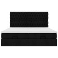 Османска легло с матраци и LED, черно, 160x200 см, плат