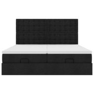 Османска легло с матраци и LED, черно, 160x200 см, плат