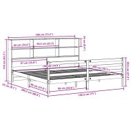 Легло с етажерка за книги, без матрак, 180x200 см, дърво масив