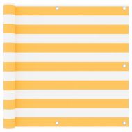 Балконски параван, бяло и жълто, 90x600 см, оксфорд плат