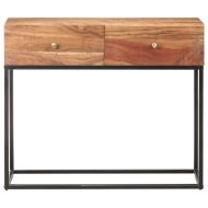 Конзолна маса, сива, 90x35x75 cм, грубо акациево дърво