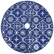 Луксозна пола за коледна елха с чорапче, синя, 150 см, плат