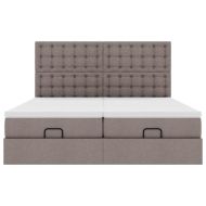 Османска легло с матраци и LED, таупе, 160x200 см, плат