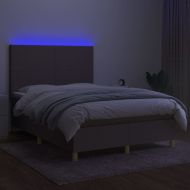 Боксспринг легло с матрак и LED, таупе, 140x200 см, плат