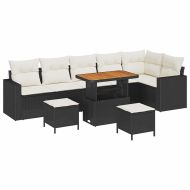 Градински Софа Комплект с възглавница 9 pcs Черно и кремаво