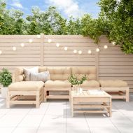 Градински лаундж комплект, 6 части, бор масив